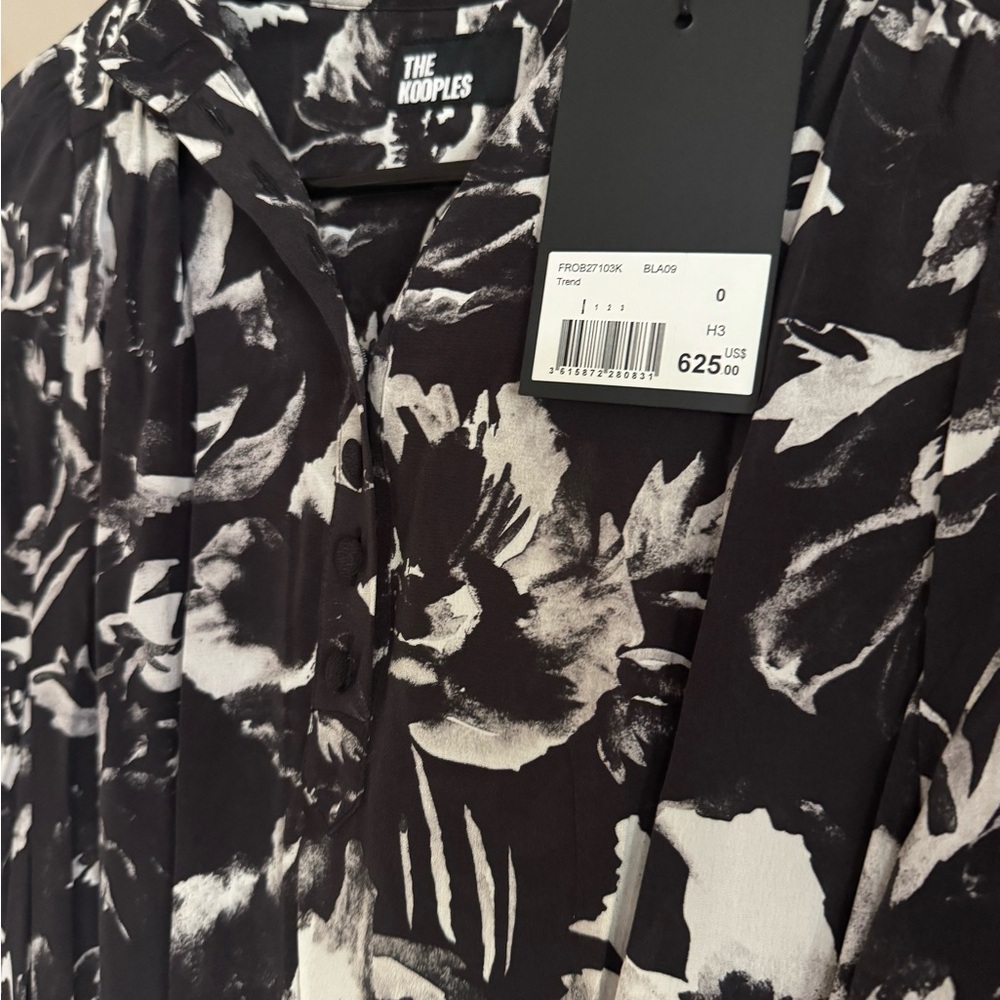 The Kooples Monochrome Floral Long Sleeve Dress - Picture 5 of 6